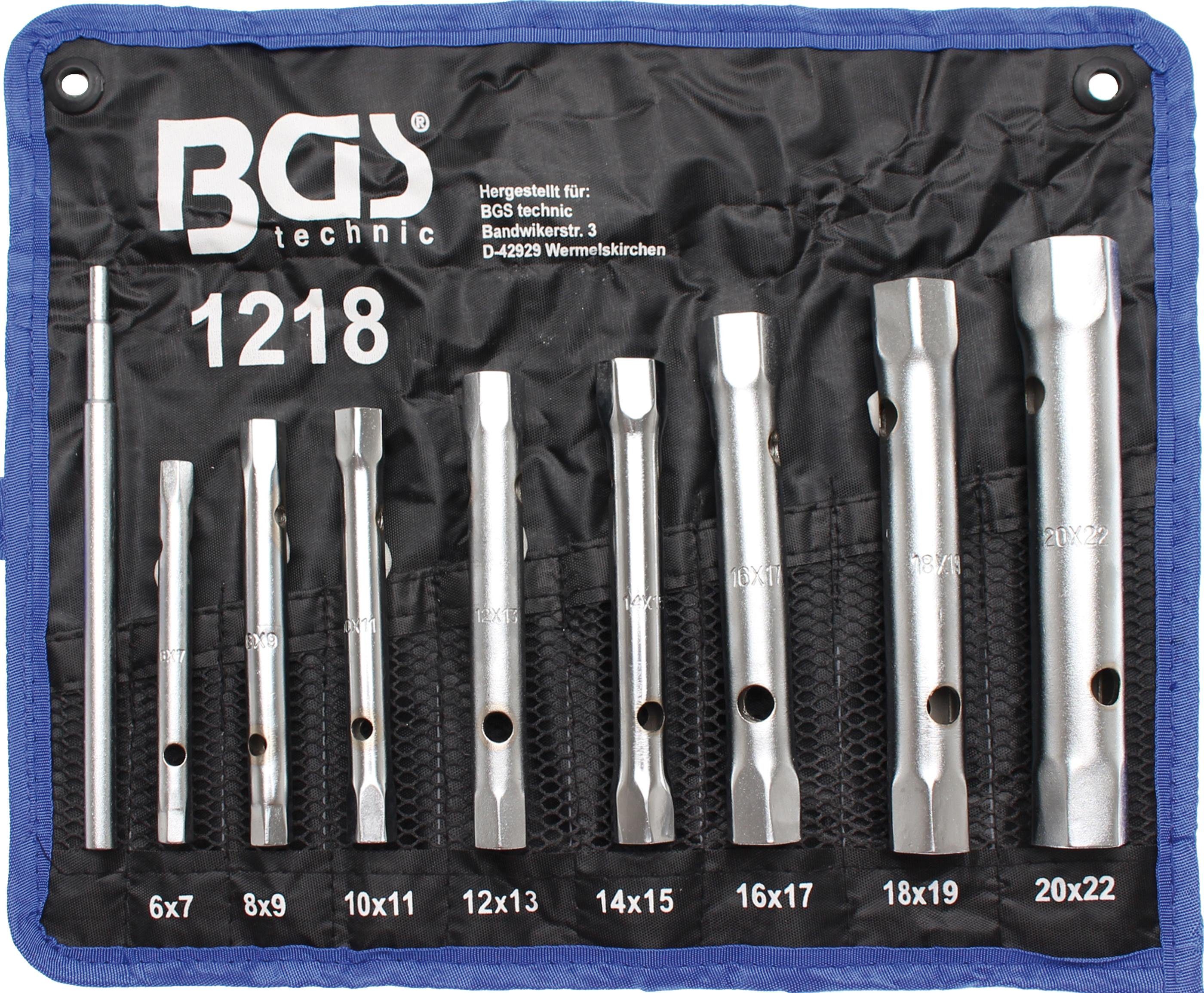 BGS technic Ratsche Rohrsteckschlüssel-Satz, SW 6 x 7 - 20 x 22 mm, 9-tlg.