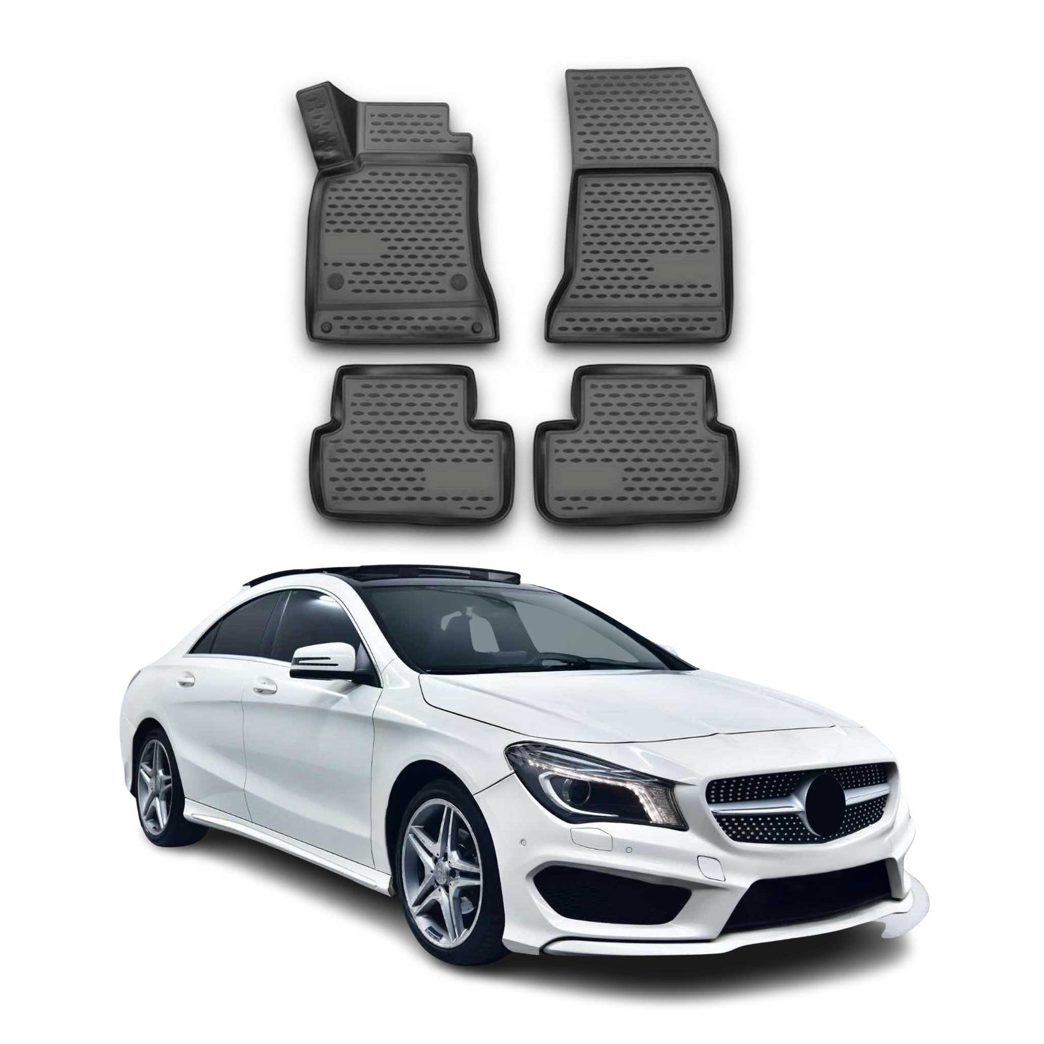OMAC Auto-Fußmatten für Mercedes CLA C117 2013-2019 Schwarz Automatten (4 St), für Mercedes CLA C117 2013-2019 Mercedes CLA C117 2013-2019, Antirutsch,Wasserfest,Einfache Installation
