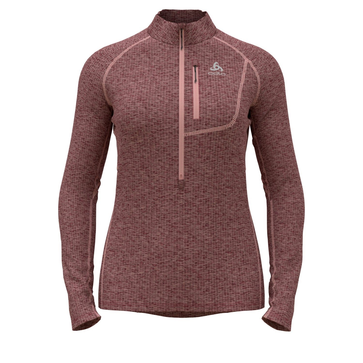 layer raspberry Odlo TENCIA Mid fudge melange 30787 1/2 Rollkragenpullover zip