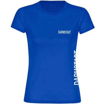 multifanshop T-Shirt Damen Darmstadt - Brust & Seite - Frauen