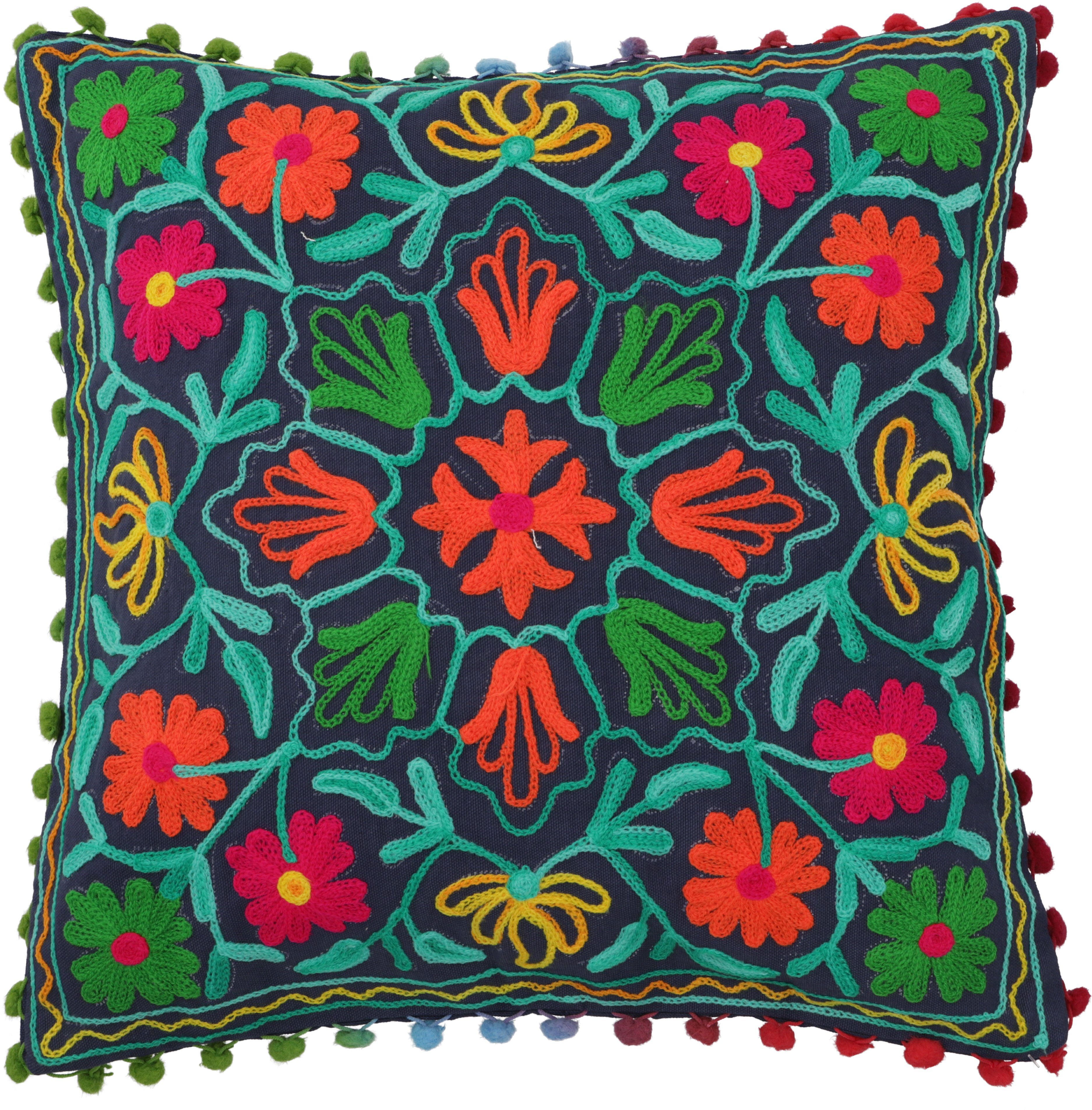Guru-Shop Kissenbezüge Boho Kissenhülle, farbenfrohes besticktes.. günstig online kaufen
