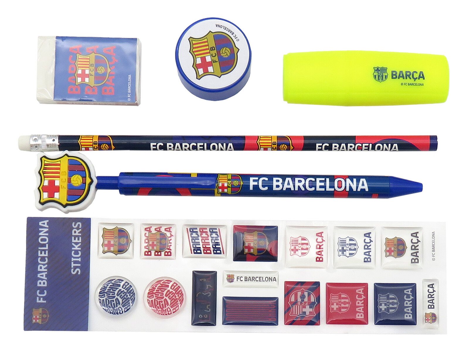 FC Barcelona Federmäppchen - Schreibset mit Federmäppchen, Stift, Bleistift und Aufklebern, (1-tlg)
