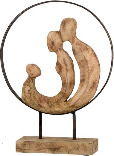 GILDE Dekofigur »Skulptur Familia, bronzefarben/natur« (1 Stück), Dekoobjekt, Höhe 41 cm, Familie, handgefertigt, aus Metall und Holz, Wohnzimmer
