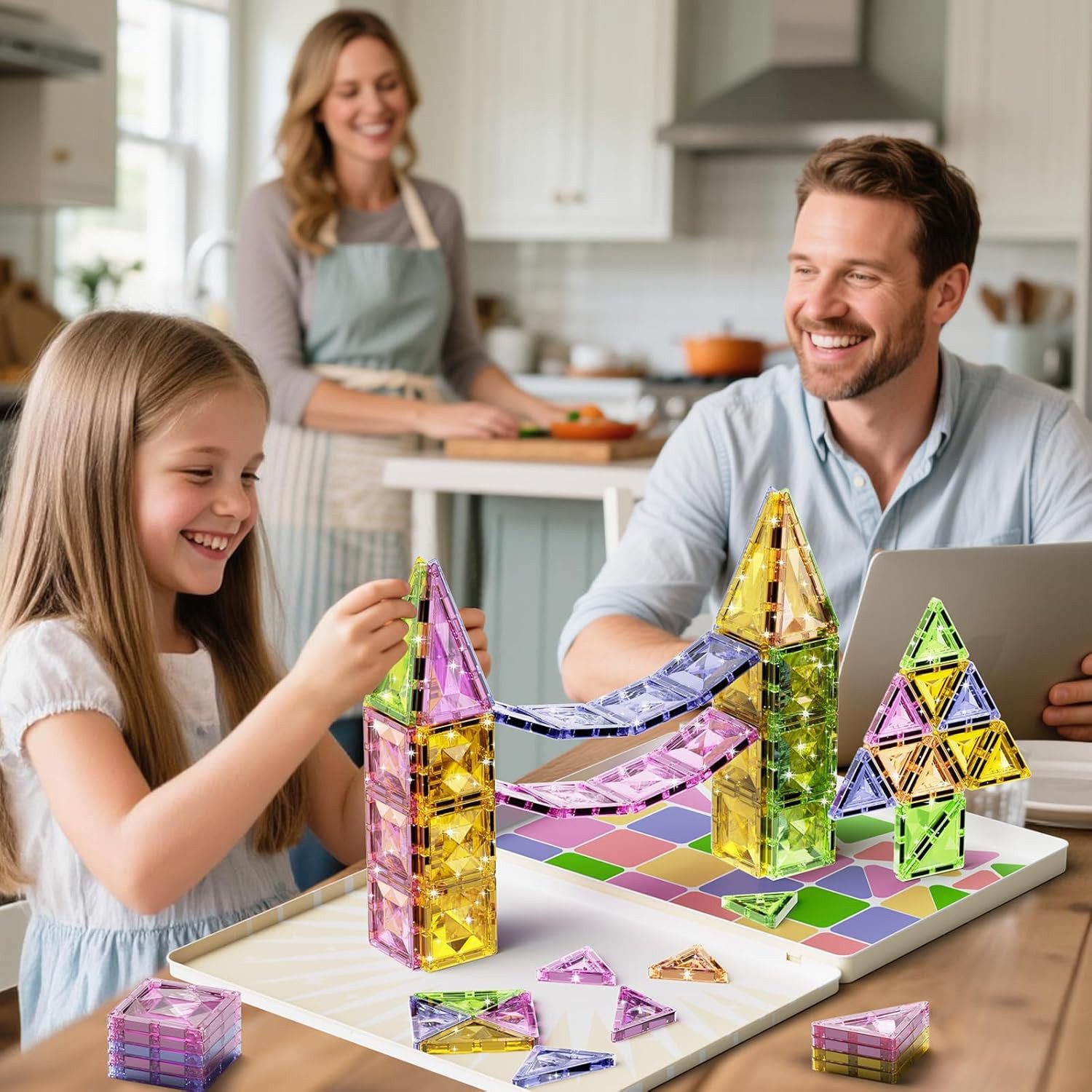 Luckice Magnetische Bausteine – Kreativ-, Lern- und Steckspiel für Kinder Magnetspielbausteine, (Set, 78 St., Magnetbausteine für Kinder ab 3 Jahren, 60 Teile m – Bild 5 von 5