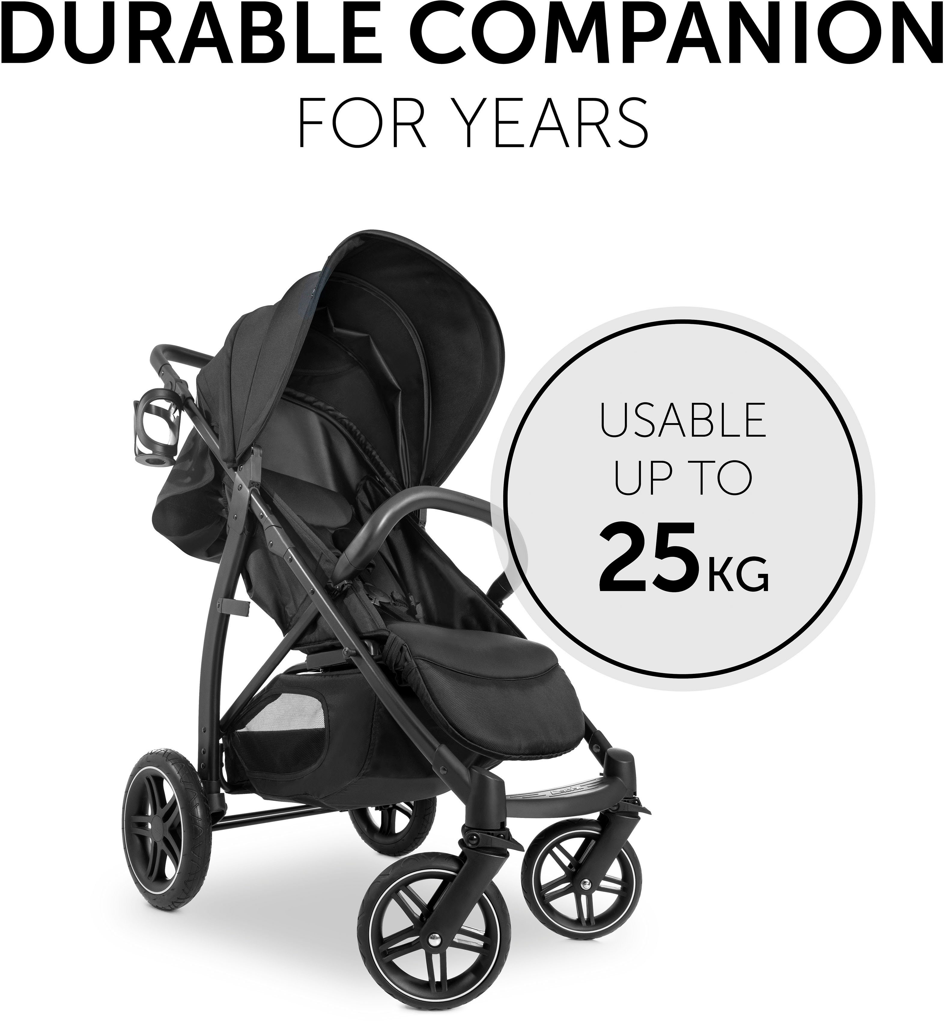 Hauck Kinder-Buggy Rapid 4D, schwarz, mit Getränkehalter und schwenk- und feststellbaren Vorderrädern