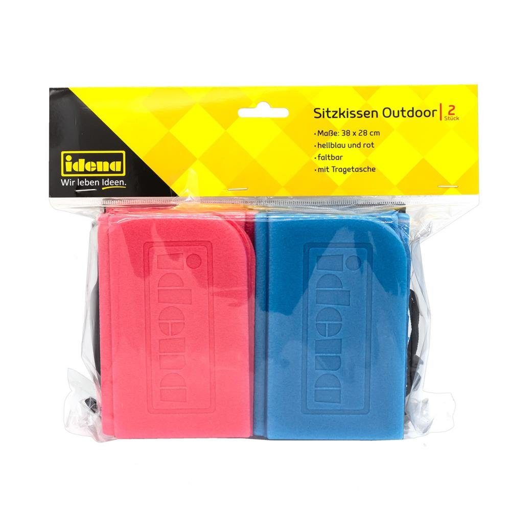 Idena Thermositzkissen Sitzkissen Outdoor 2er-Set, hellblau/rot faltbar mit günstig online kaufen