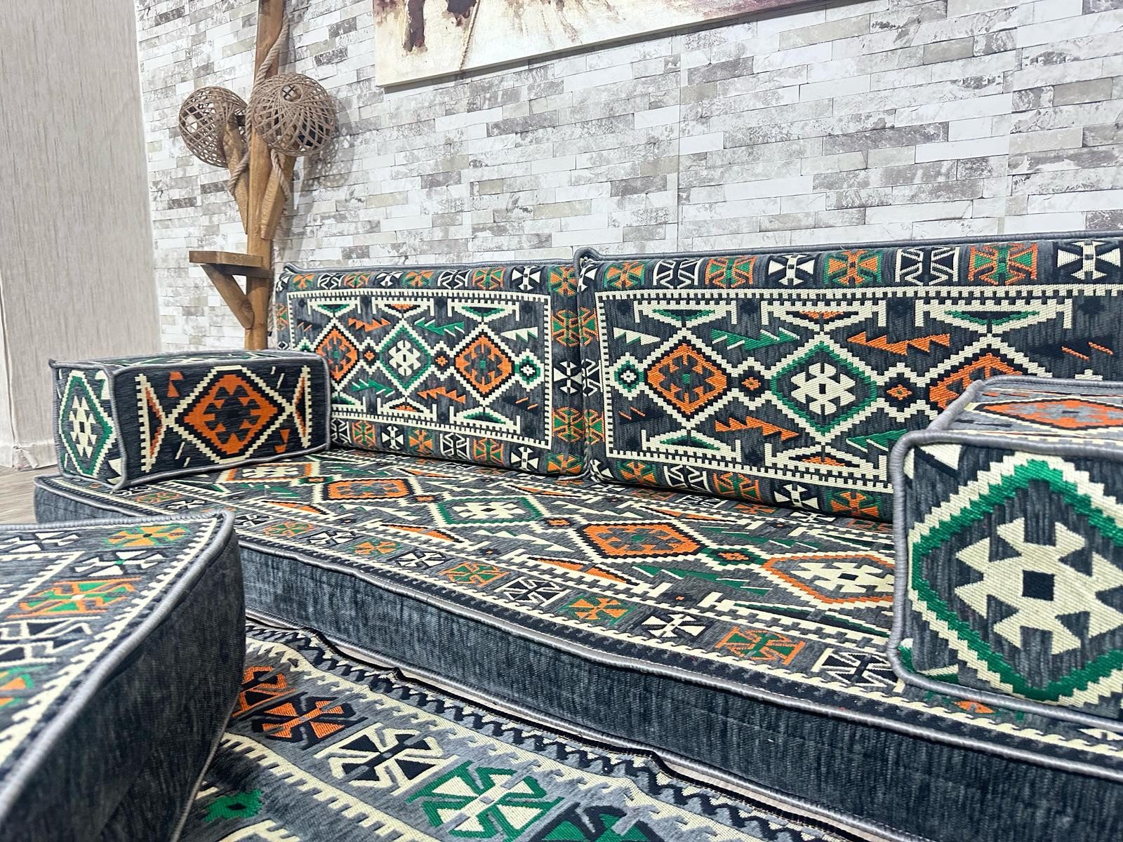 CaddeBuy Sofa Arabische Ecke Majlis, Stizkissen, Orientalisches Sofa, Sitzecke, 10 Teile