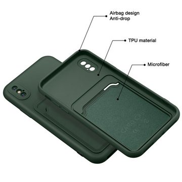 CoolGadget Handyhülle Grün als 2in1 Schutz Cover Set für das Apple iPhone X / Xs 5,8 Zoll, 2x Glas Display Schutz Folie + 1x TPU Case Hülle für iPhone X / Xs