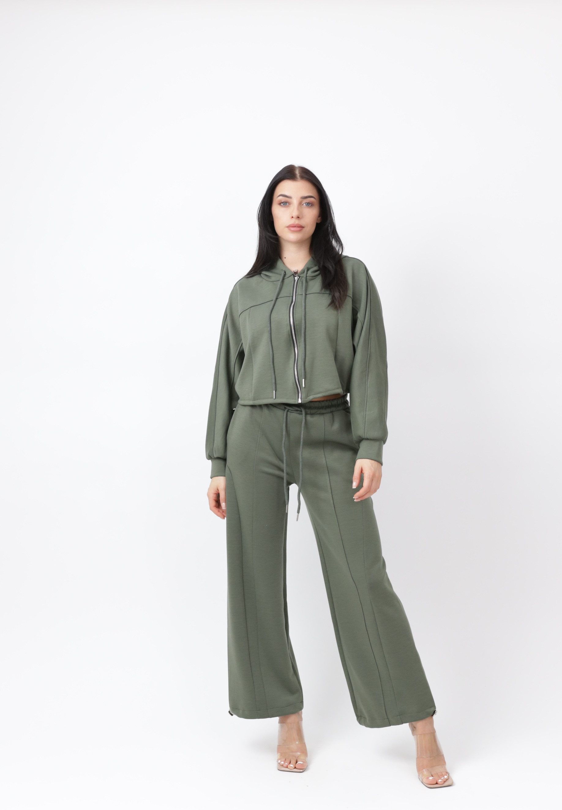 Elara Sportanzug — Damen 2-Teiler Set mit Hoodie & Wide Leg Hose