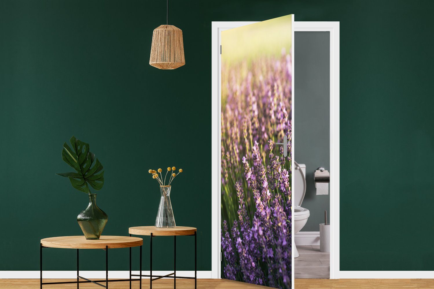 MuchoWow Türtapete Lavendel auf einem cm Matt, bedruckt, Tür, Fototapete (1 Feld, Türaufkleber, für St), 75x205