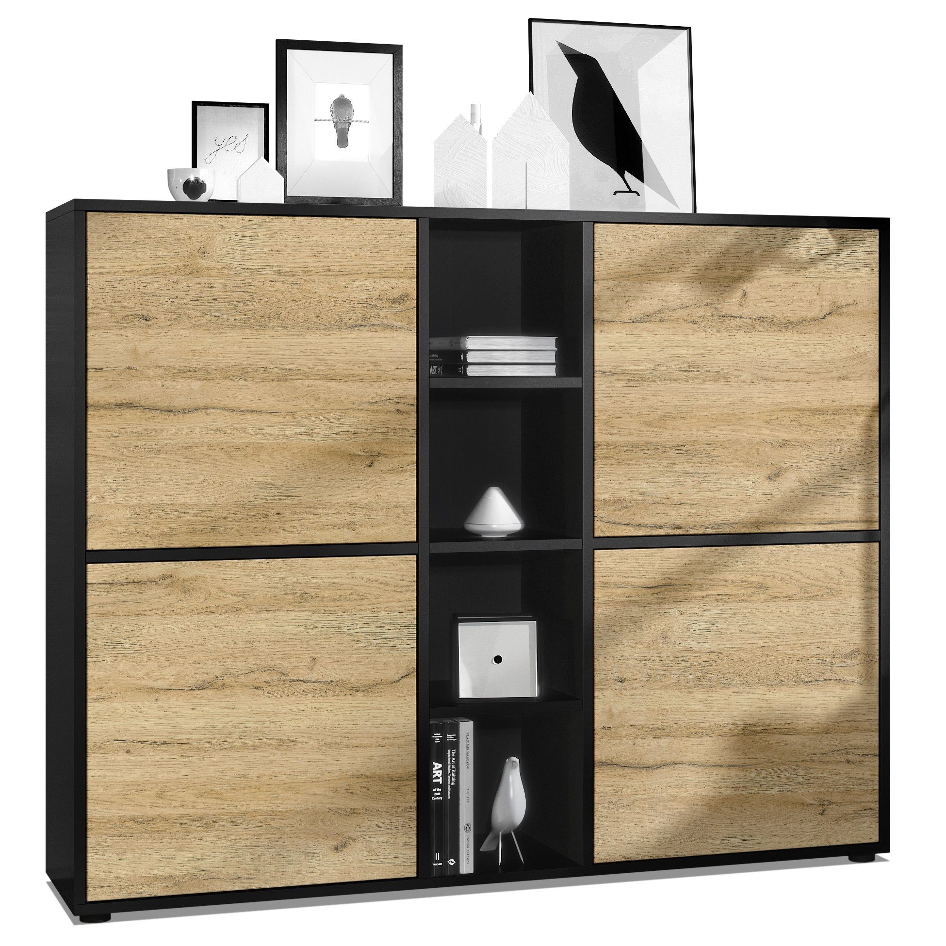 Vladon Highboard Cuba V3 (Highboard, Schrank Anrichte Cuba V3 mit 12 Fächer günstig online kaufen
