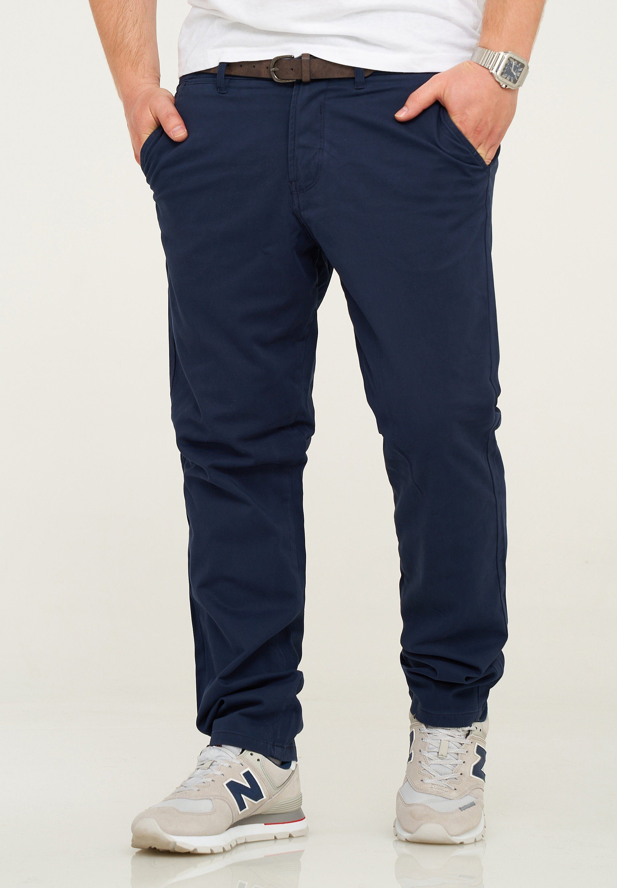 Jack & Jones Chinohose JJCS mit Gürtel Stretch Jeans-Hose Casual Freizeithose Navy Blazer