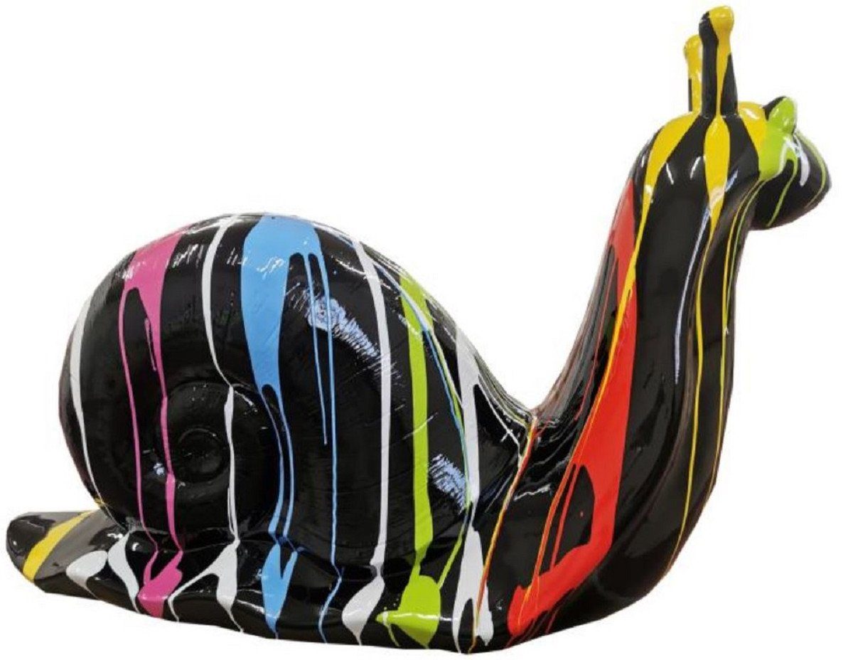 Skulptur Luxus Designer Deko Skulptur Schnecke Schwarz / Mehrfarbig 100 x H. 50 cm - Große Deko Figur - XXL Deko Skulptur - XXL Deko Figur - Wohnzimmer Deko - Garten Deko - Luxus Skulpturen
