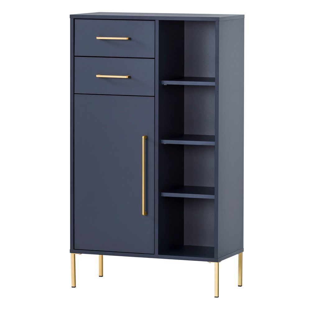 Lomadox Garderobenschrank KELLA-80 Flur Schrank Garderobe Kommode Highboard blau 67,1x117,4x33,1 cm