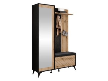 Compleo Garderoben-Set mit Kleiderbügel und Spiegel ALICE, Moderne Garderobe für den Flur, mit Sitzkissen