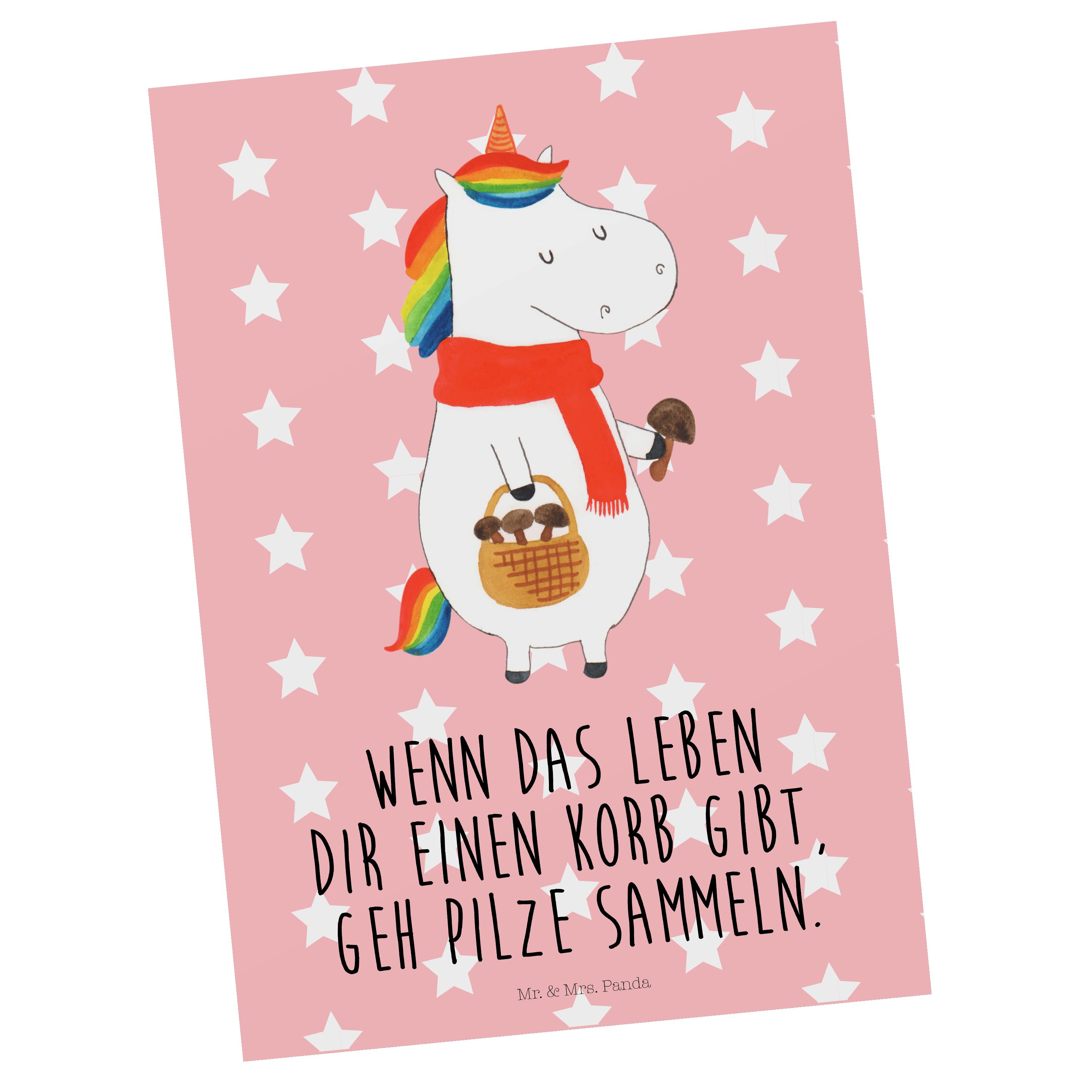 Mr. & Mrs. - - Geschenk, Postkarte Pastell Pilz Grußkarte, Unicorn Panda Einhorn Einhörner, Rot
