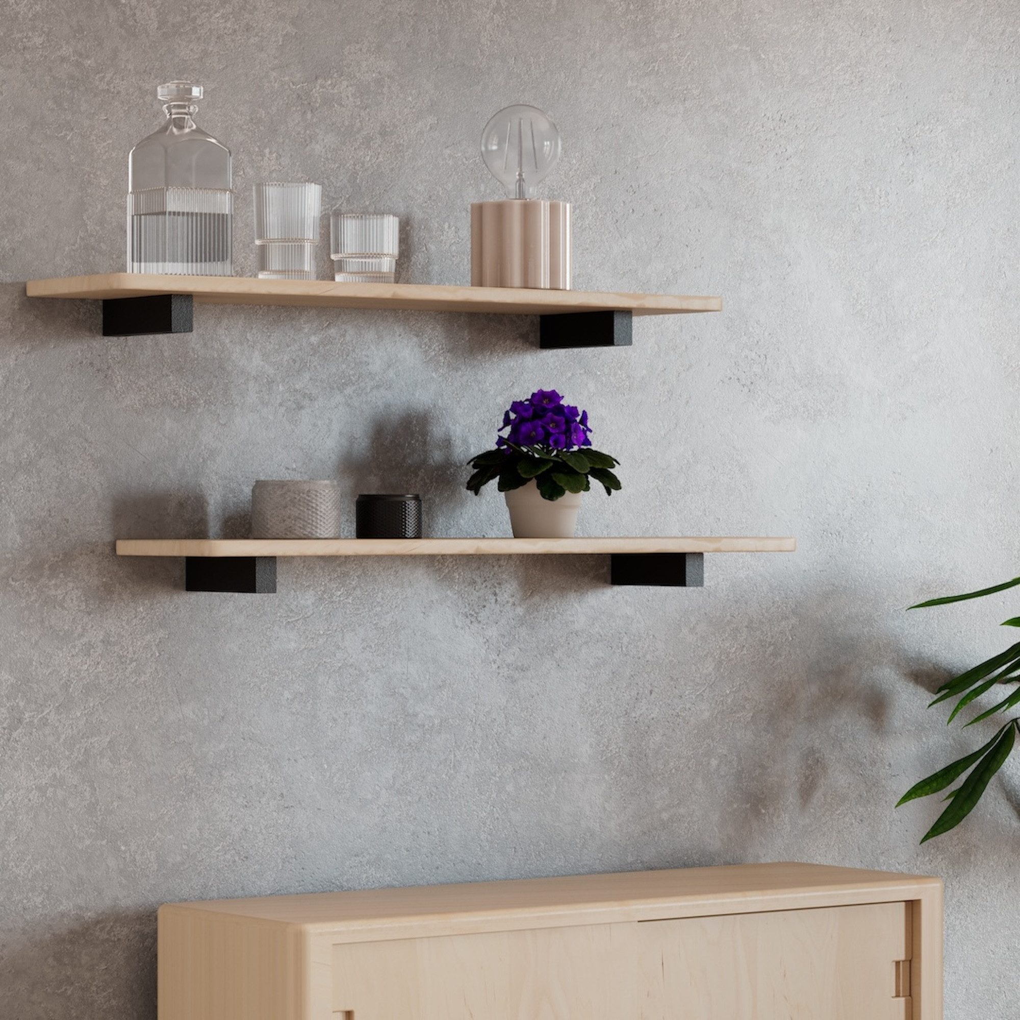 Alberts Wandregalhalter Regalhalter-Set "Mona", 2-tlg., Wandhalterung aus beschichtetem Stahl, 2-tlg.