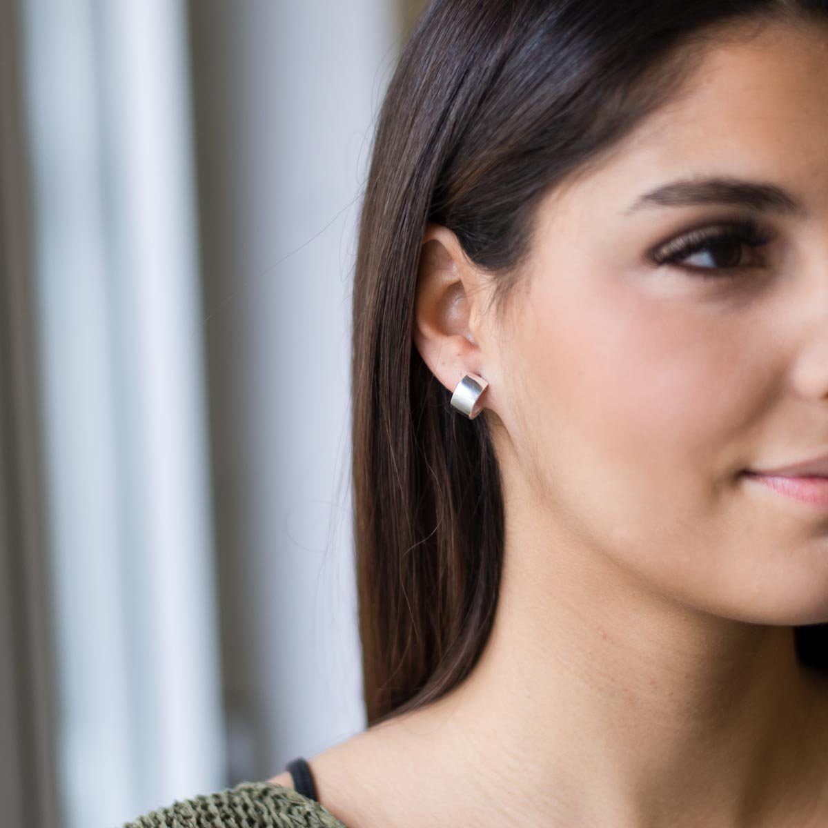 Materia Klappcreolen Damen Silber breit Ø15mm SO-355, 925 Sterling Silber, günstig online kaufen