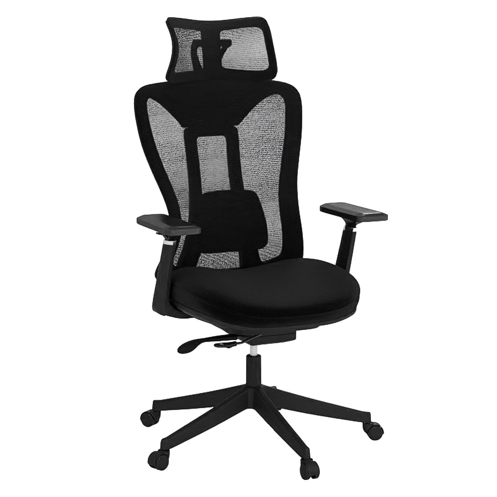 COSTWAY Bürostuhl, Ergonomisch mit Armlehnen & Rollen 150 kg, Schwarz