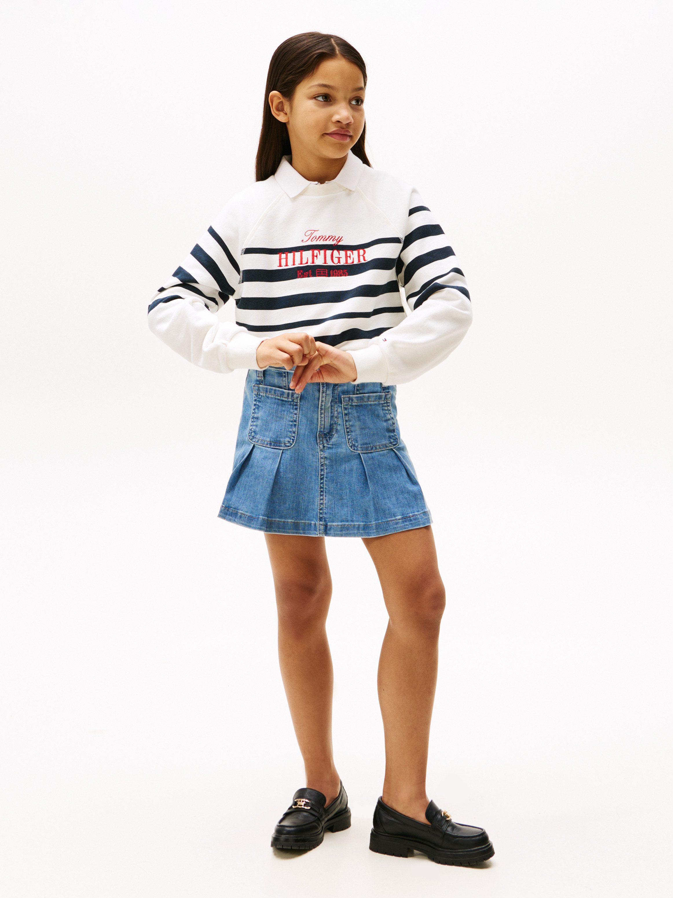 Tommy Hilfiger Faltenrock DENIM SKIRT PLEATED in blauer Waschung – Bild 4 von 5