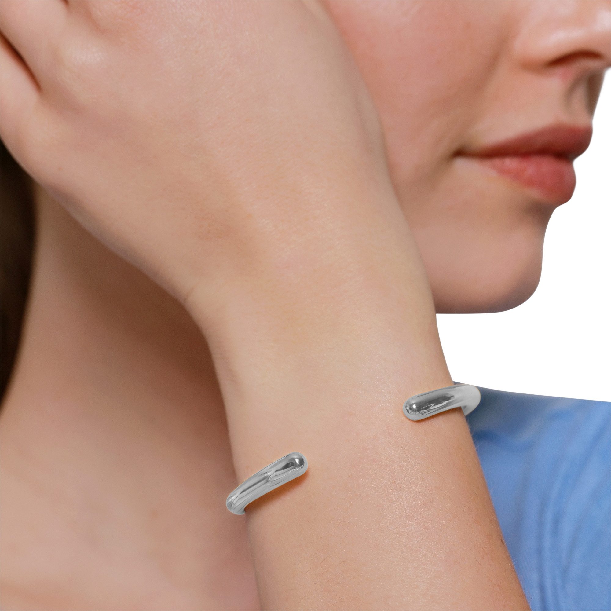 Heideman Armband Nascha silberfarben poliert (Armband, inkl. Geschenkverpackung), offener Armreif für Frauen