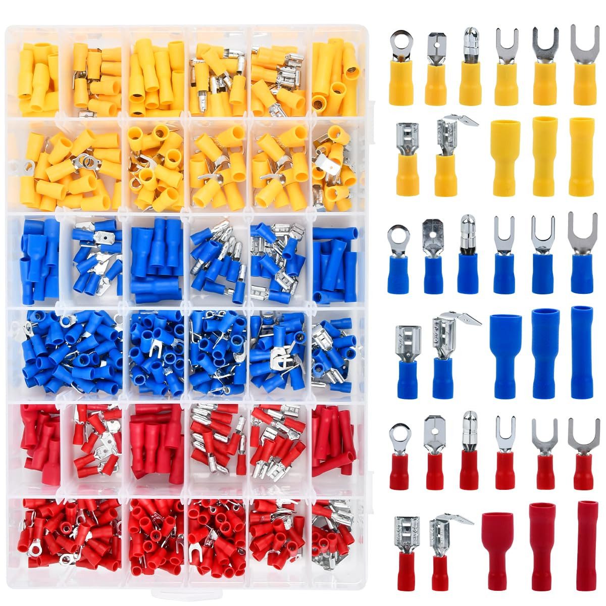 FELIXLEO Koax-Kabelverbinder Kabelschuhe Set 600PCS Flachsteckhülsen KFZ Quetschverbinder Sortiment, 1-tlg.