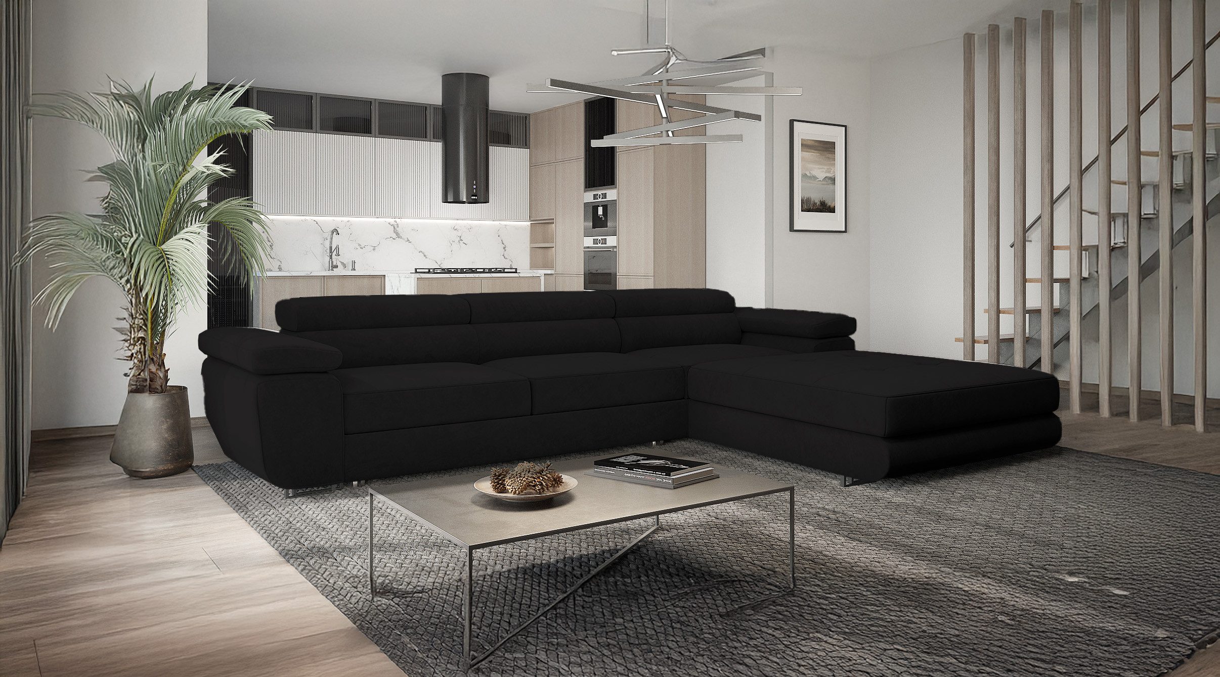 Goldstoff Ecksofa mit Schlaffunktion und Bettkasten, Designer Schlafsofa mi günstig online kaufen