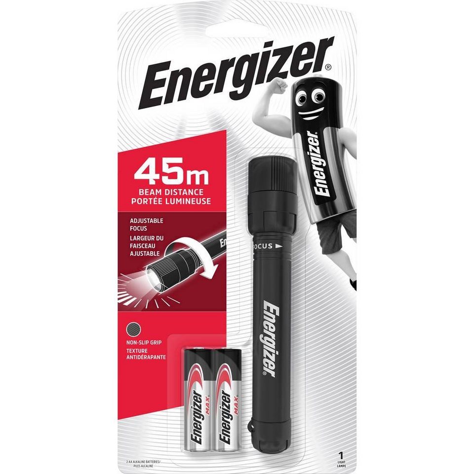 Energizer LED Taschenlampe LED Taschenlampe X-Focus, Betrieben mit 2  Energizer MAX AA-Batterien (im Lieferumfang enthalten)