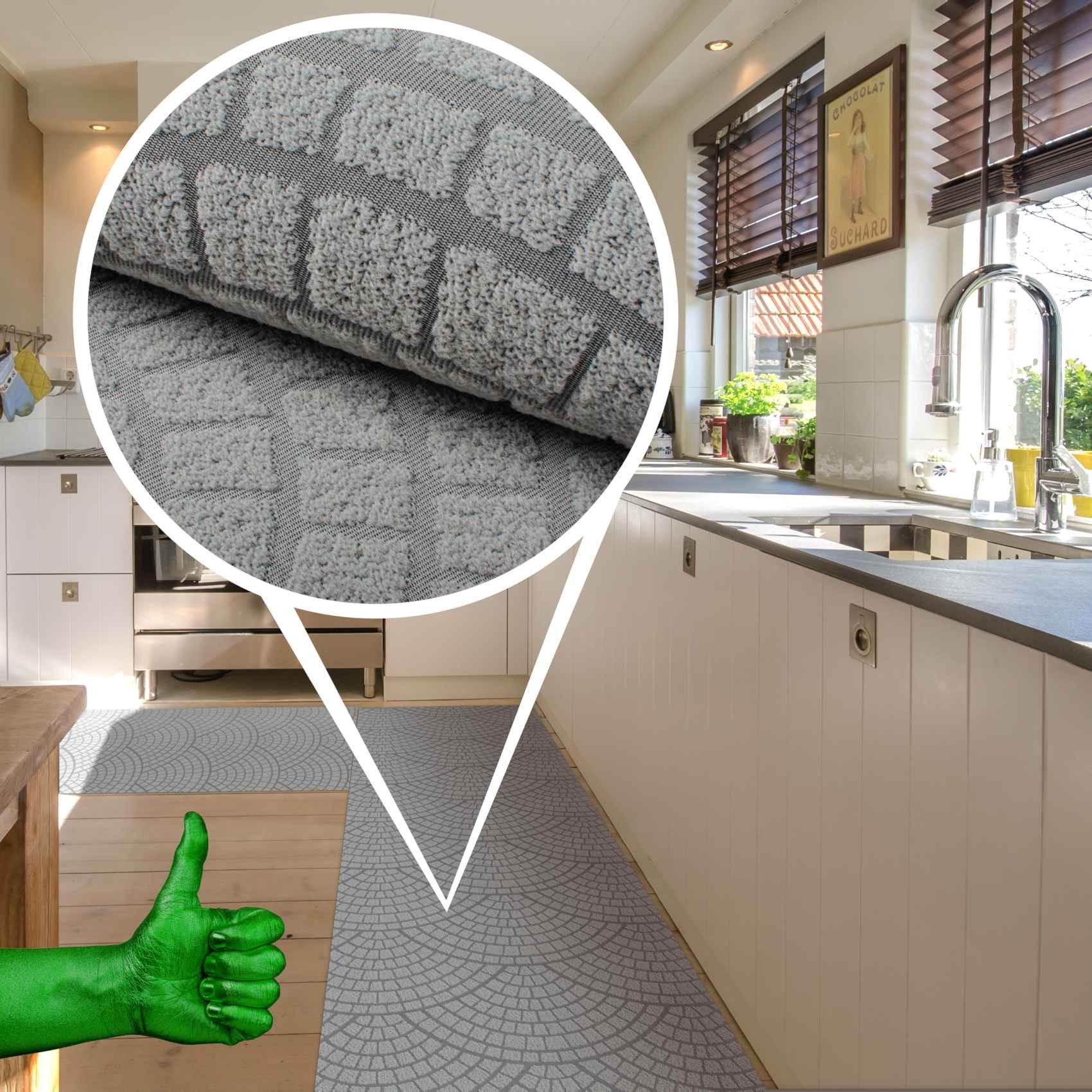 ANRO Küchenläufer Teppichläufer DAVIS Velours Läufer, Eckig, Höhe: 3 mm, Velour – Bild 4 von 5