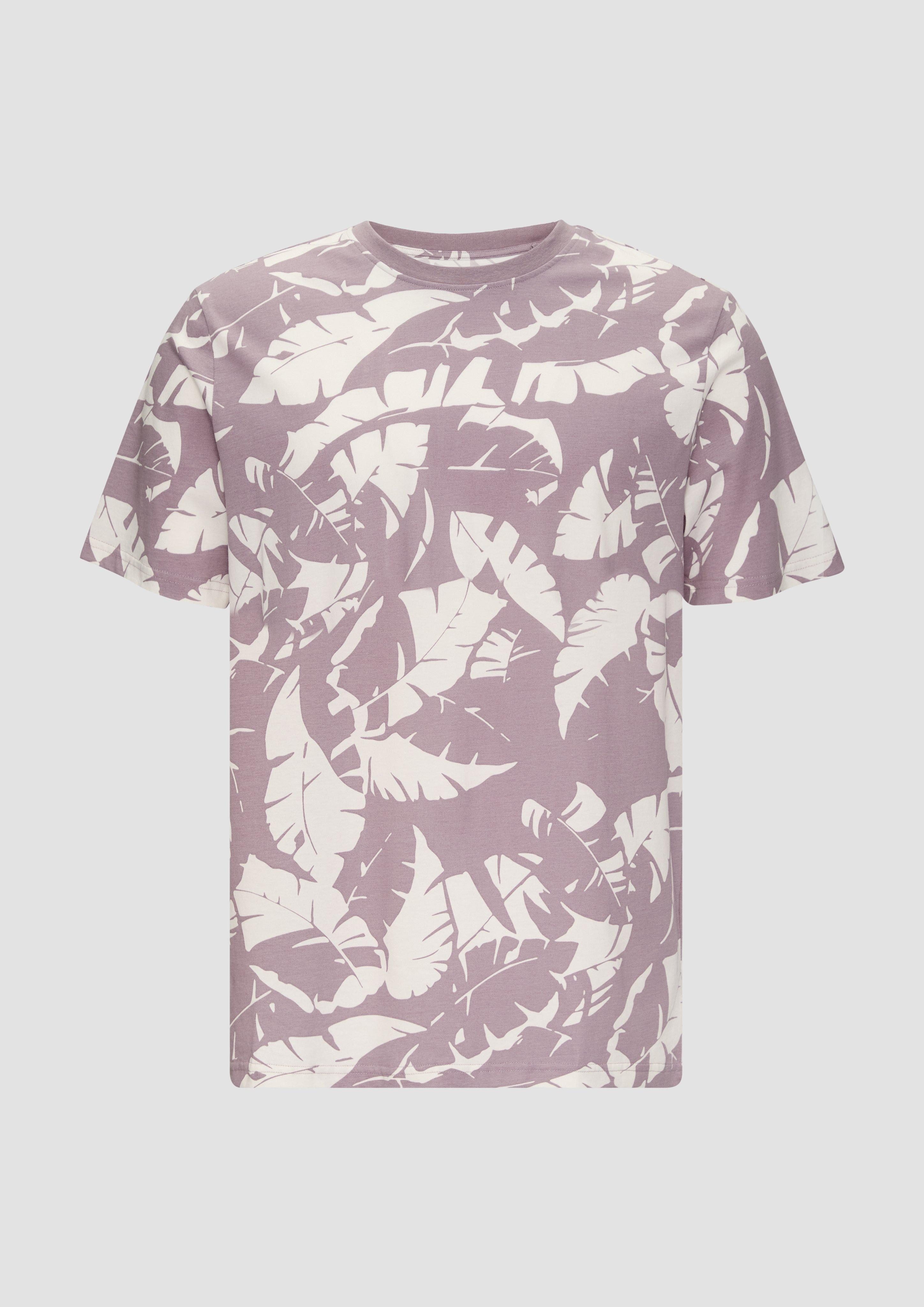 QS Kurzarmshirt T-Shirt mit All-over-Print günstig online kaufen