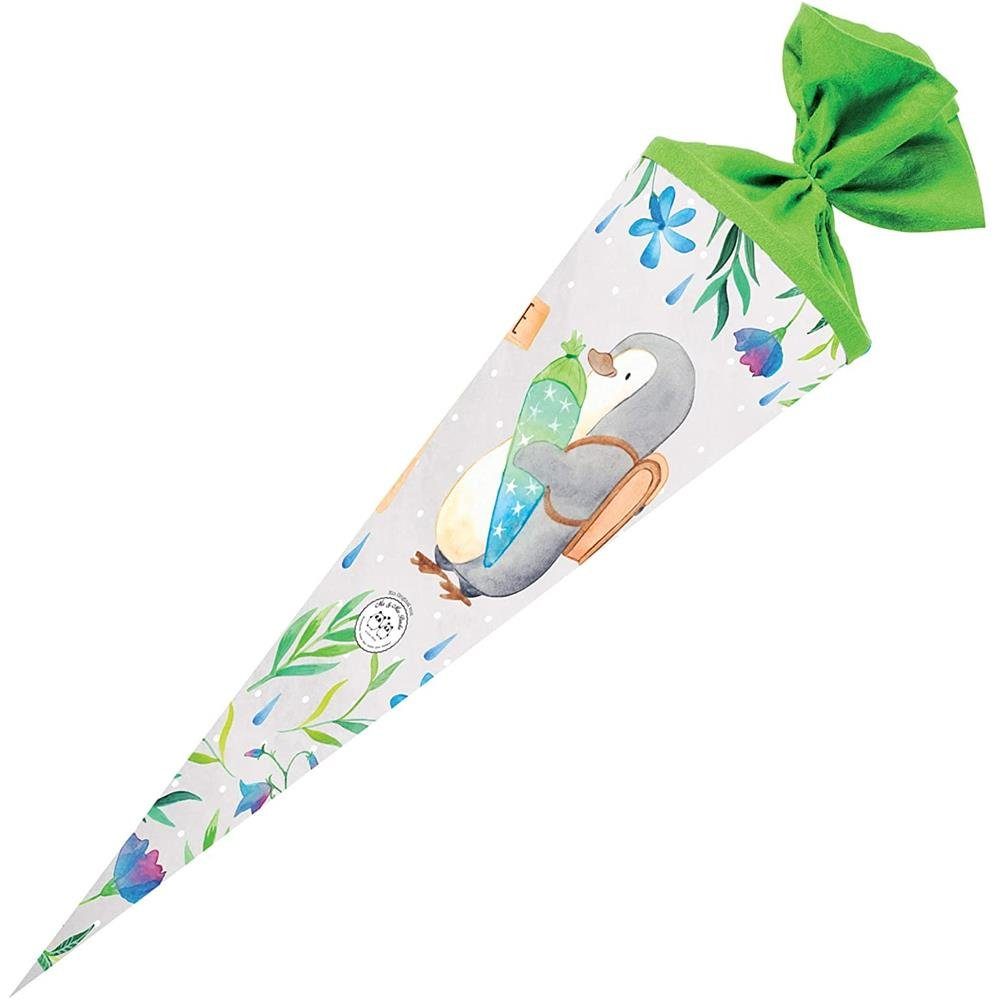 Nestler Schultüte Pandaliebe Pinguin, 70 cm, rund, mit grünem Filzverschluss, für Schulanfang