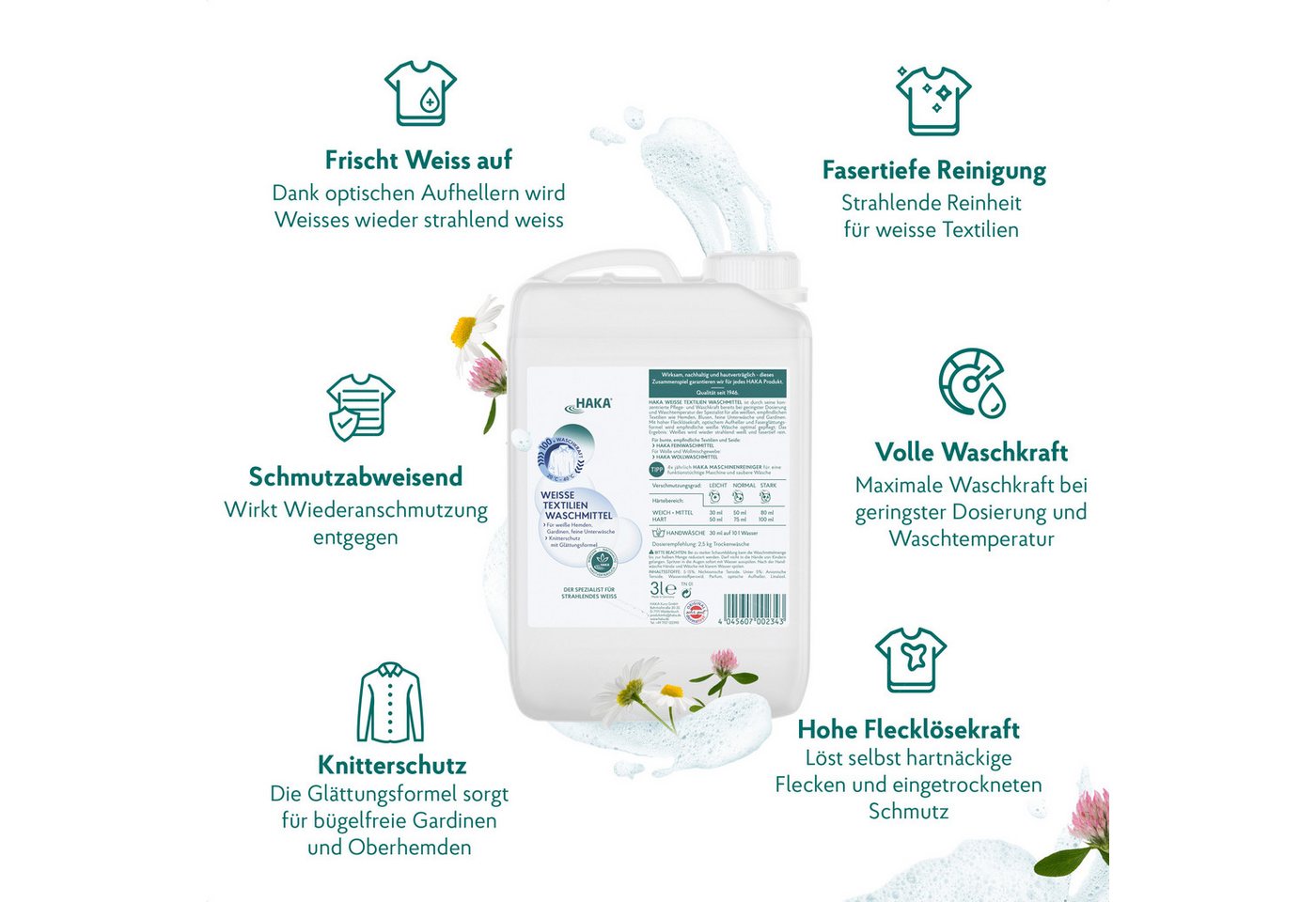 Thumbnail - HAKA Weiße Textilien Waschmittel Nachfüller 3l Spezialwaschmittel