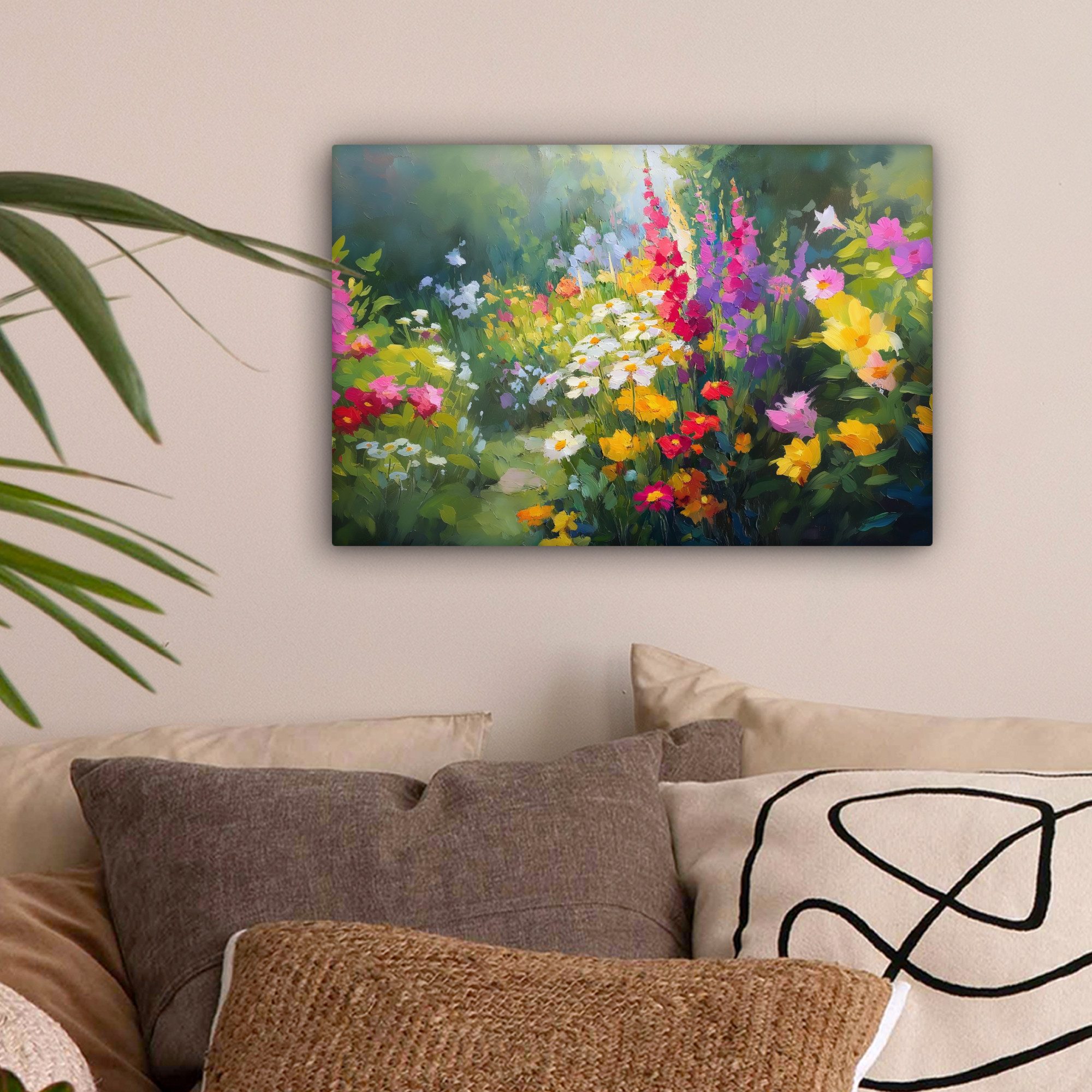 OneMillionCanvasses® Leinwandbild Sommergarten - Atmosphärisch - Blumen, Fo günstig online kaufen