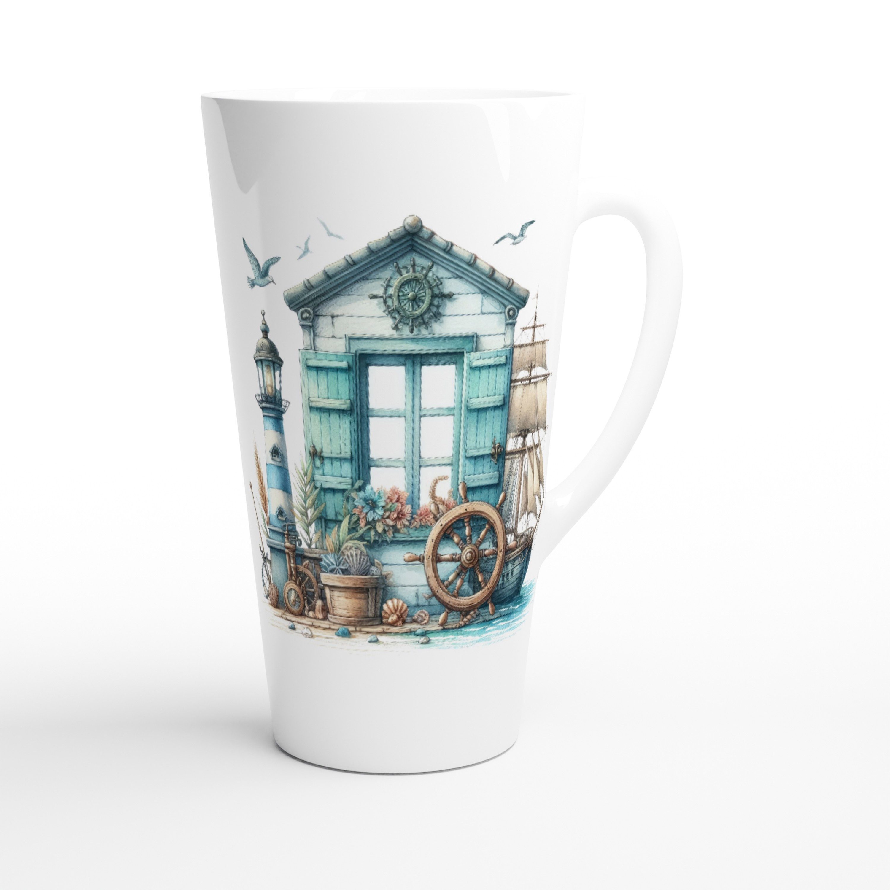 Alltagszauber Latte-Macchiato-Tasse - Jumbo-Becher Wer Meer hat..., Keramik, extra groß, für ca. 500ml Inhalt