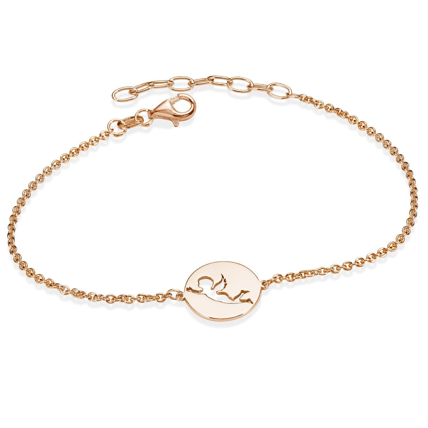 Materia Armkette Damen Rosegold Engel / Schutzengel 16-19cm 925 Silber SA-115, Sterlingsilber, rosevergoldet
