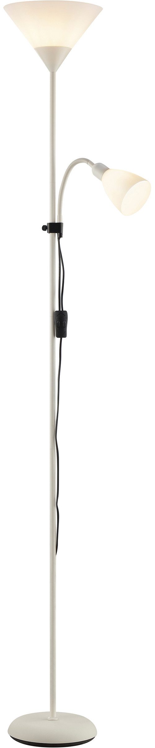 Brilliant Deckenfluter Spari, Lesearm, ohne Leuchtmittel, 180cm, E27+E14 Fassung, verstellbarer Arm, Aluminium/Kunststoff