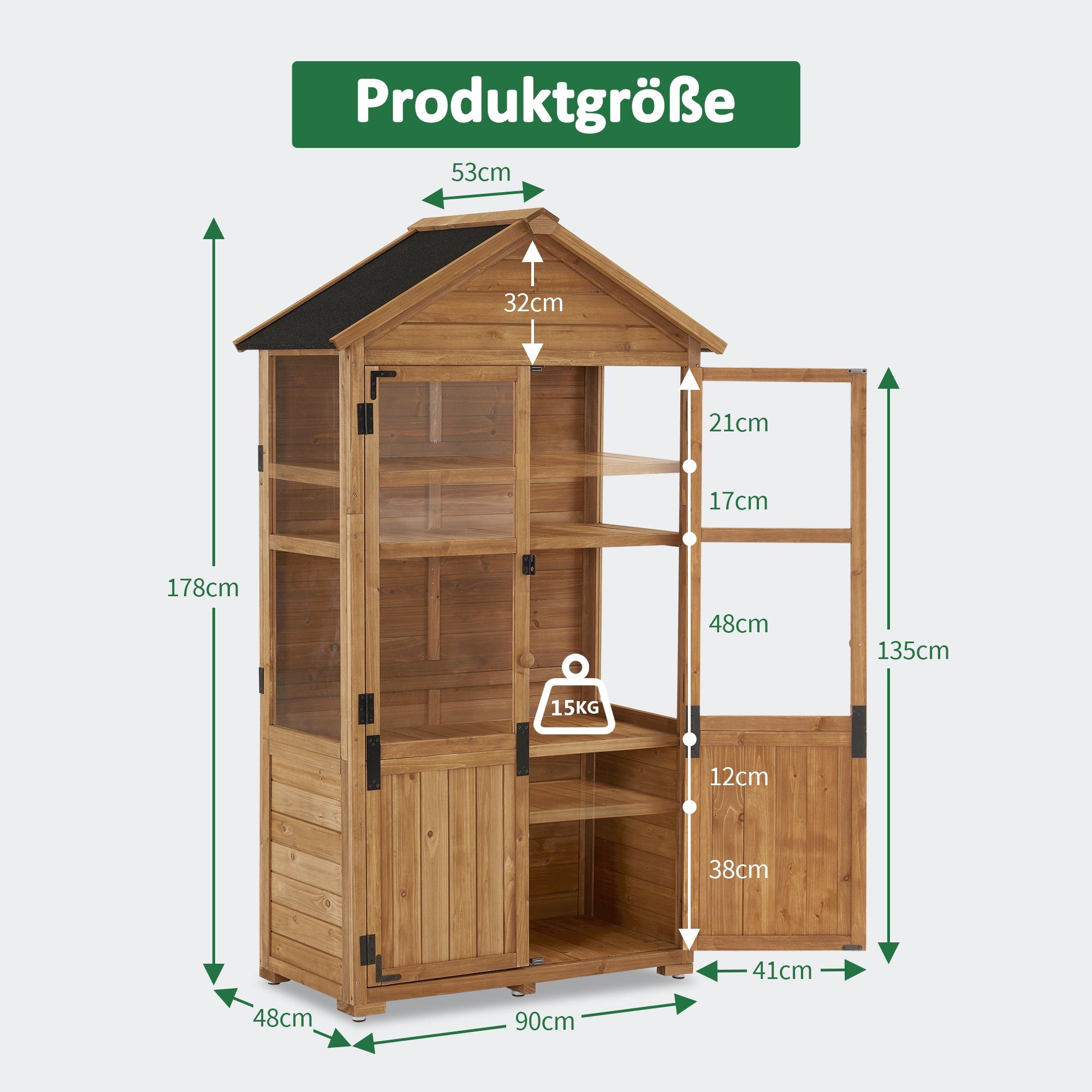 MCombo Gerätehaus MCombo Gartenschrank Werkzeugschrank 100 × 53 × 178 cm, 01111, Outdoor Gartenhaus Gerätehaus, Wetterfest, Für Balkon & Terrasse