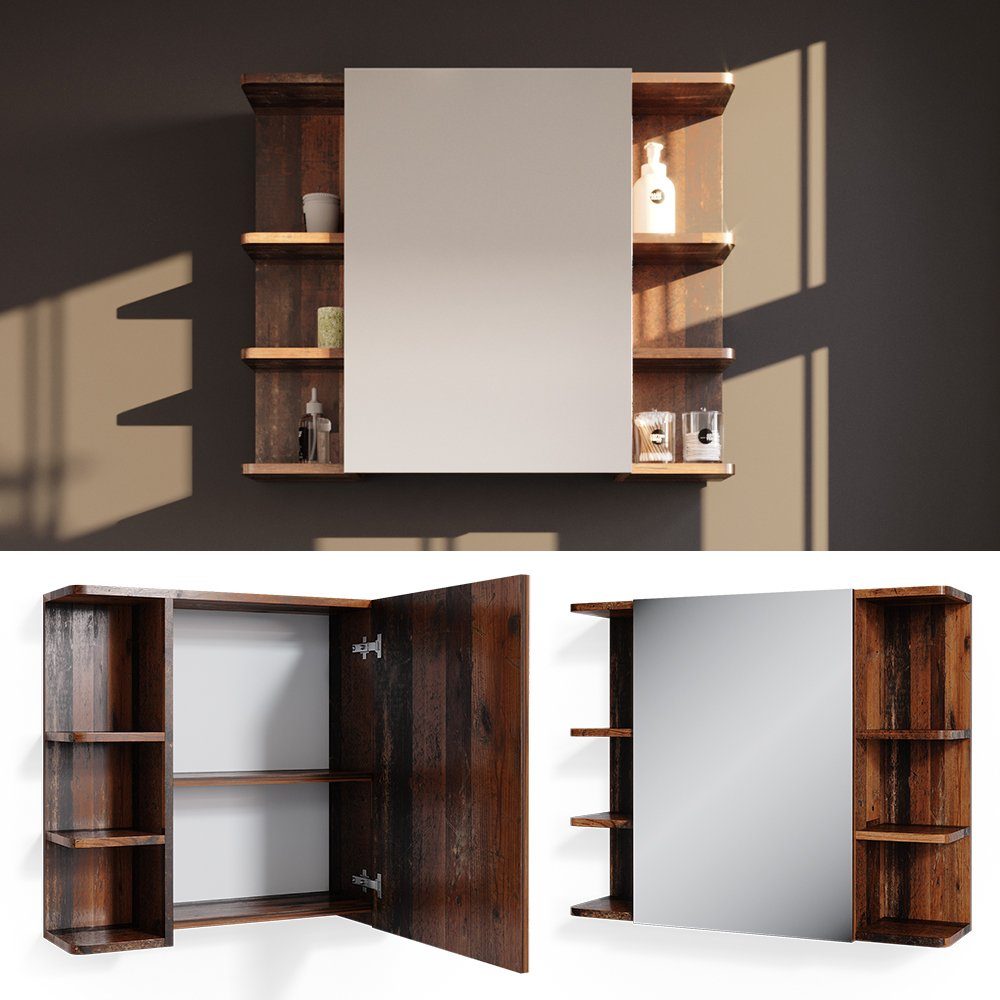 Vicco Badezimmerspiegelschrank Fynn, Antikholz, 80 x günstig online kaufen