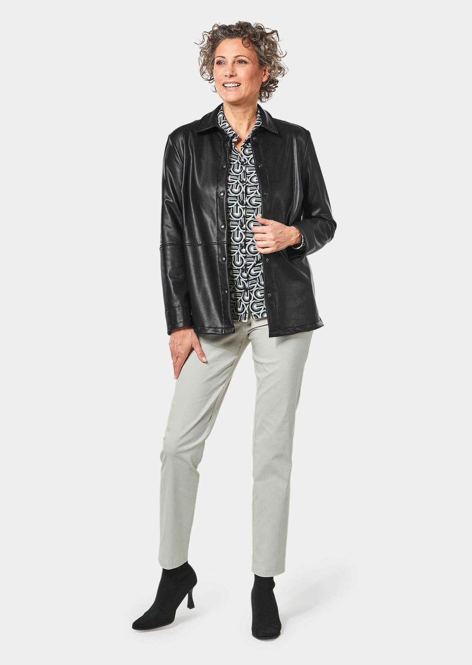 GOLDNER Blouson Kurzgröße: Lässige Blusenjacke in Lederoptik