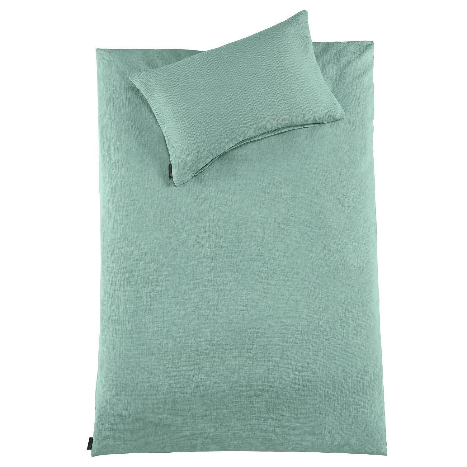 Holiday Heimtex Babybettwäsche PURE HUG, 100 x 135 cm, Türkis, Baumwolle, 2 teilig, mit Reißverschluss