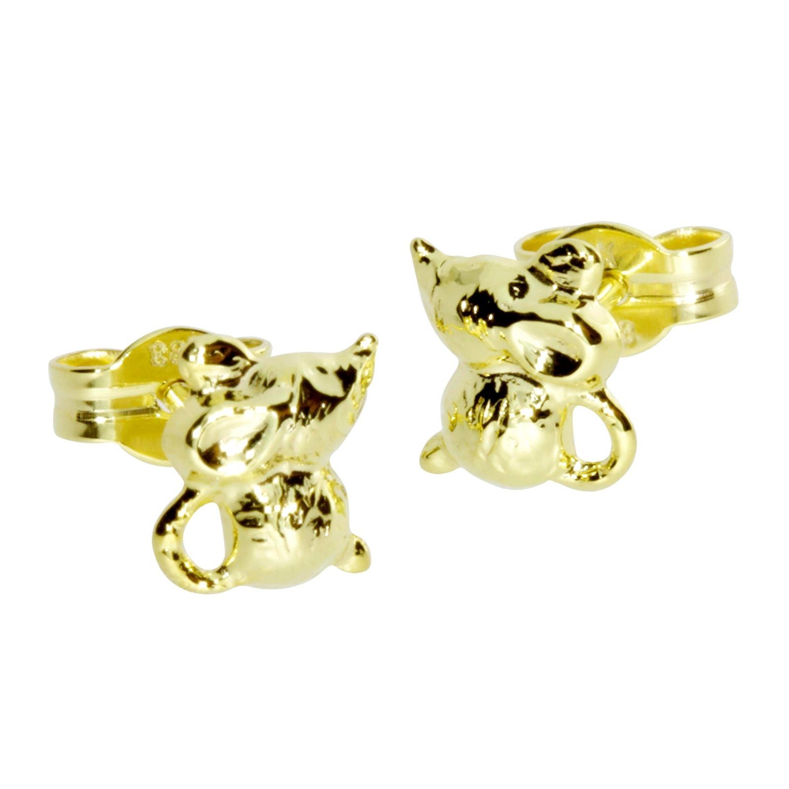 Valentinstagsgeschenk OSTSEE-SCHMUCK Paar Ohrstecker - Mäuschen - Gold 333/000 -, (2-tlg), gelb|goldfarben