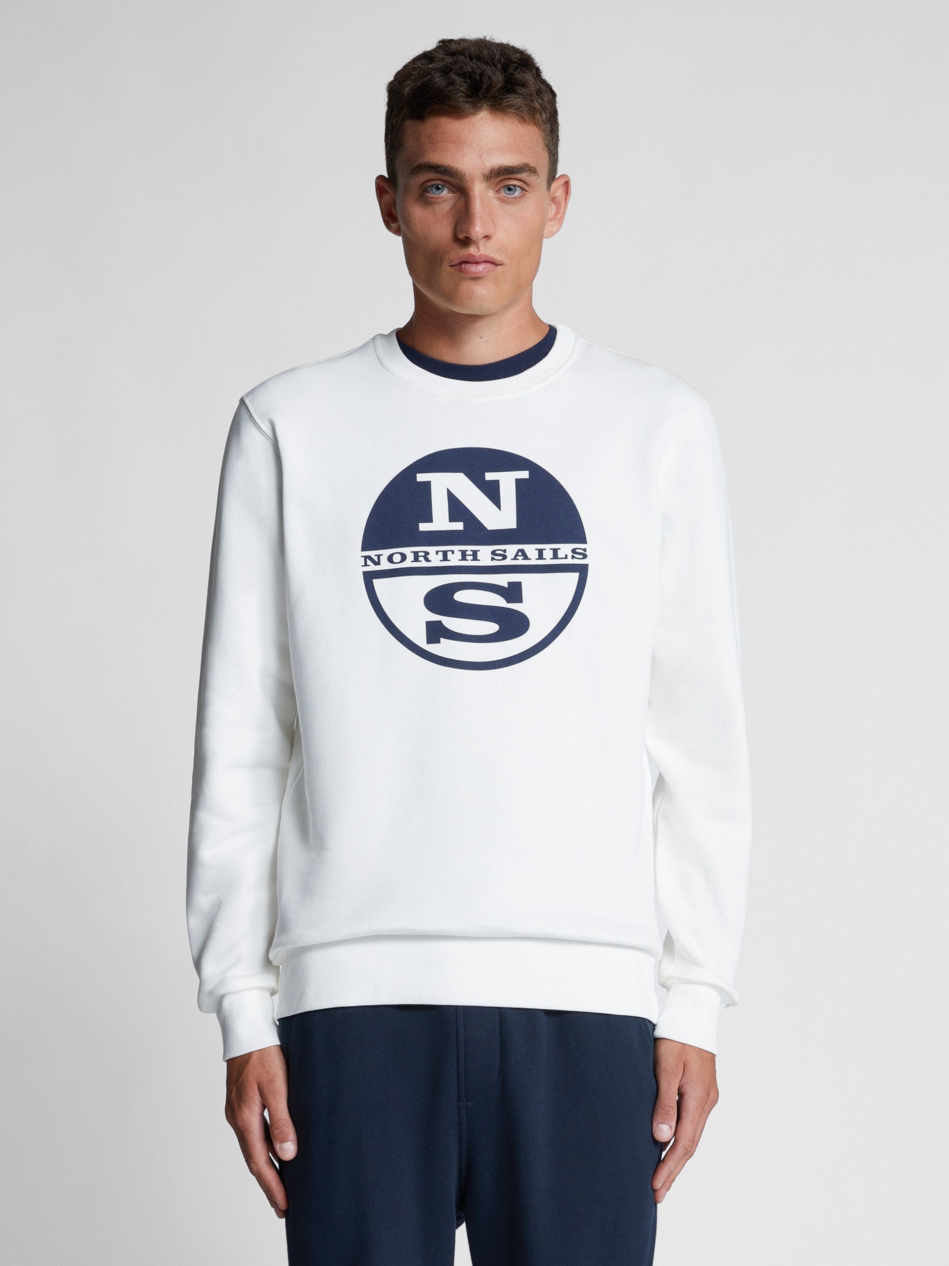 North Sails Sweatshirt aus Biobaumwolle mit Label-Print MARSHMALLOW