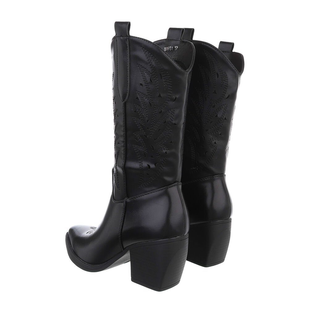Ital-Design Damen Cowboyboots Western Westernstiefel (84160558) Blockabsatz Western- & Bikerstiefel in Schwarz