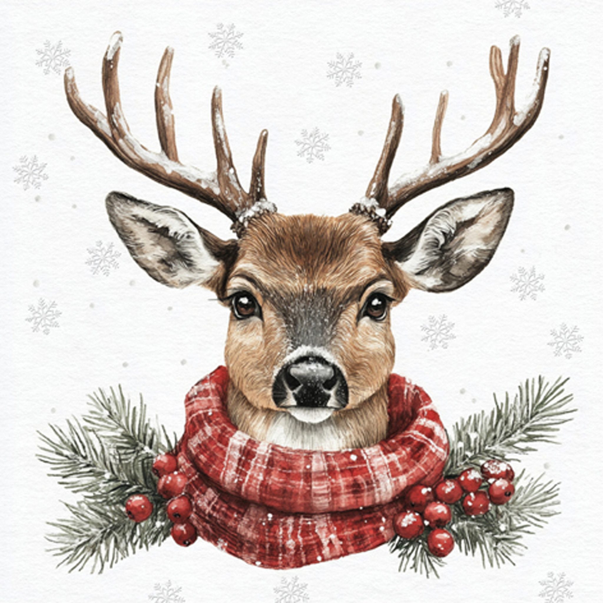 ti-flair Papierserviette, Servietten Papier 33x33cm 3-lagig mit Weihnachtshirsch Motiv 20 Stk.