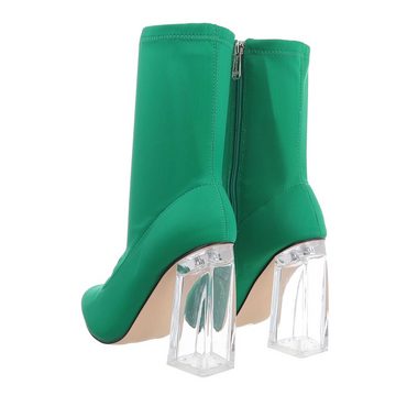 Ital-Design Damen Abendschuhe Party & Clubwear High-Heel-Stiefelette Blockabsatz High-Heel Stiefeletten in Grün