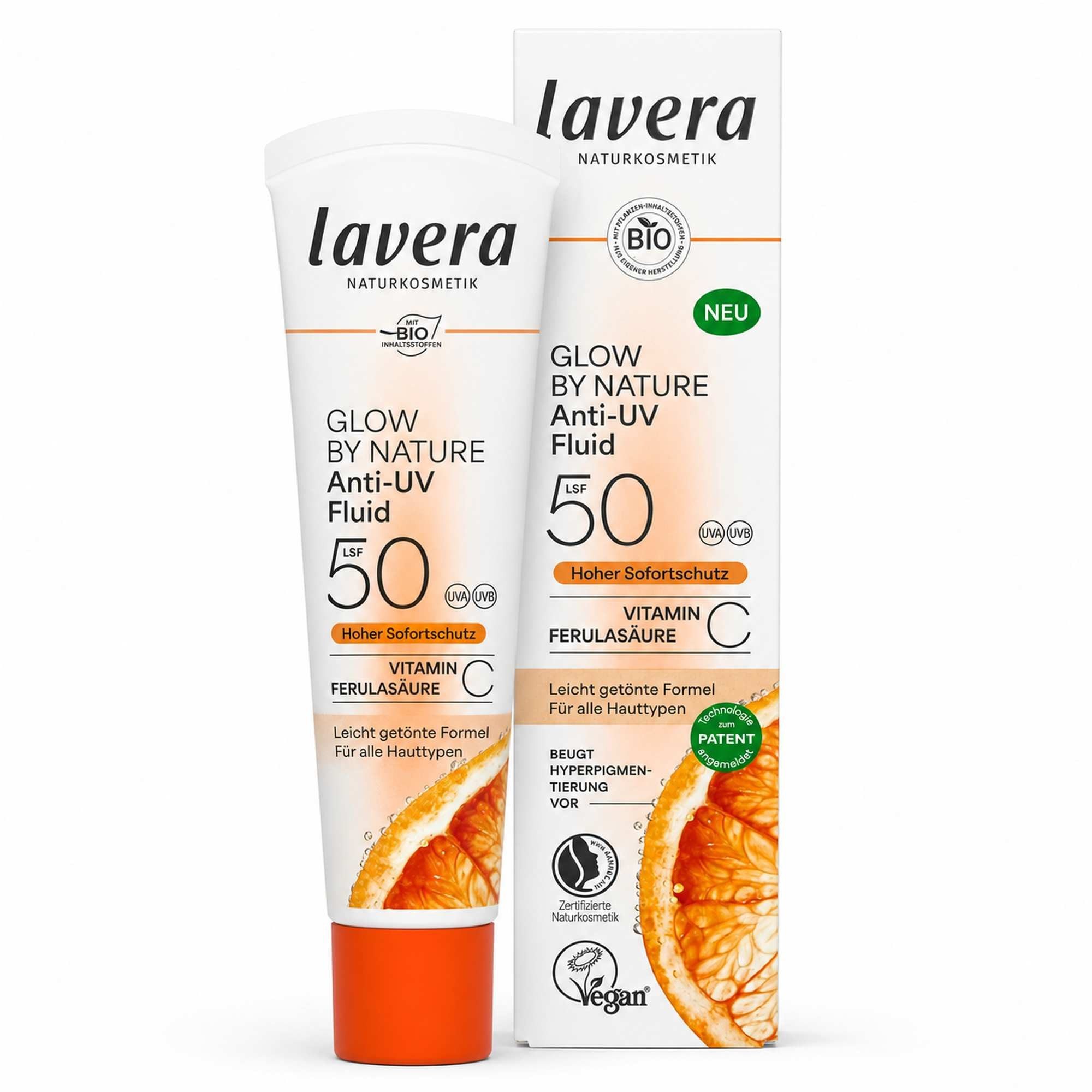 lavera Sonnenschutzcreme LAVERA Glow by Nature Anti-UV Fluid LSF 50, 40ml
