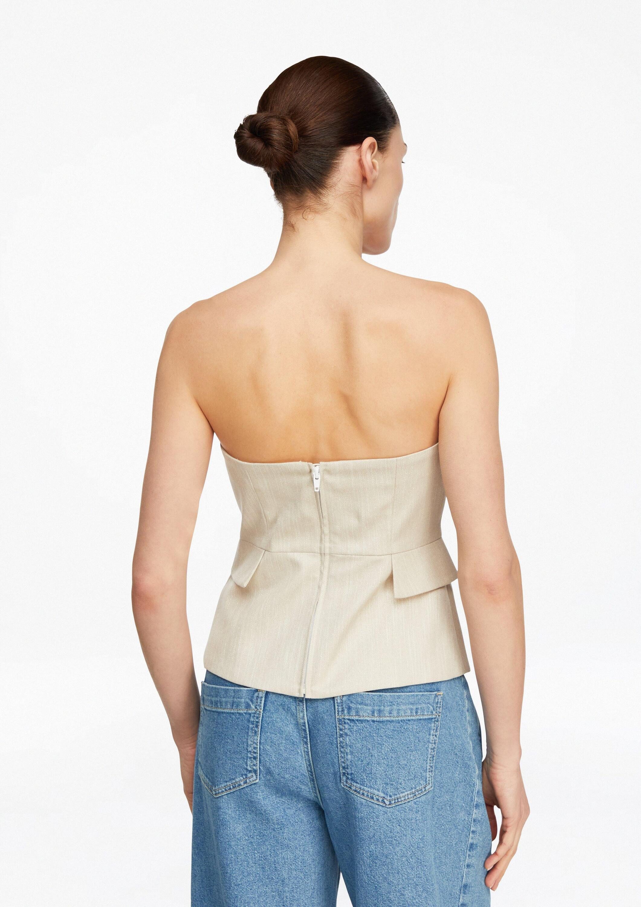 comma Blusentop Bluse Schulterfreies Corsagen-Top mit Glitzer