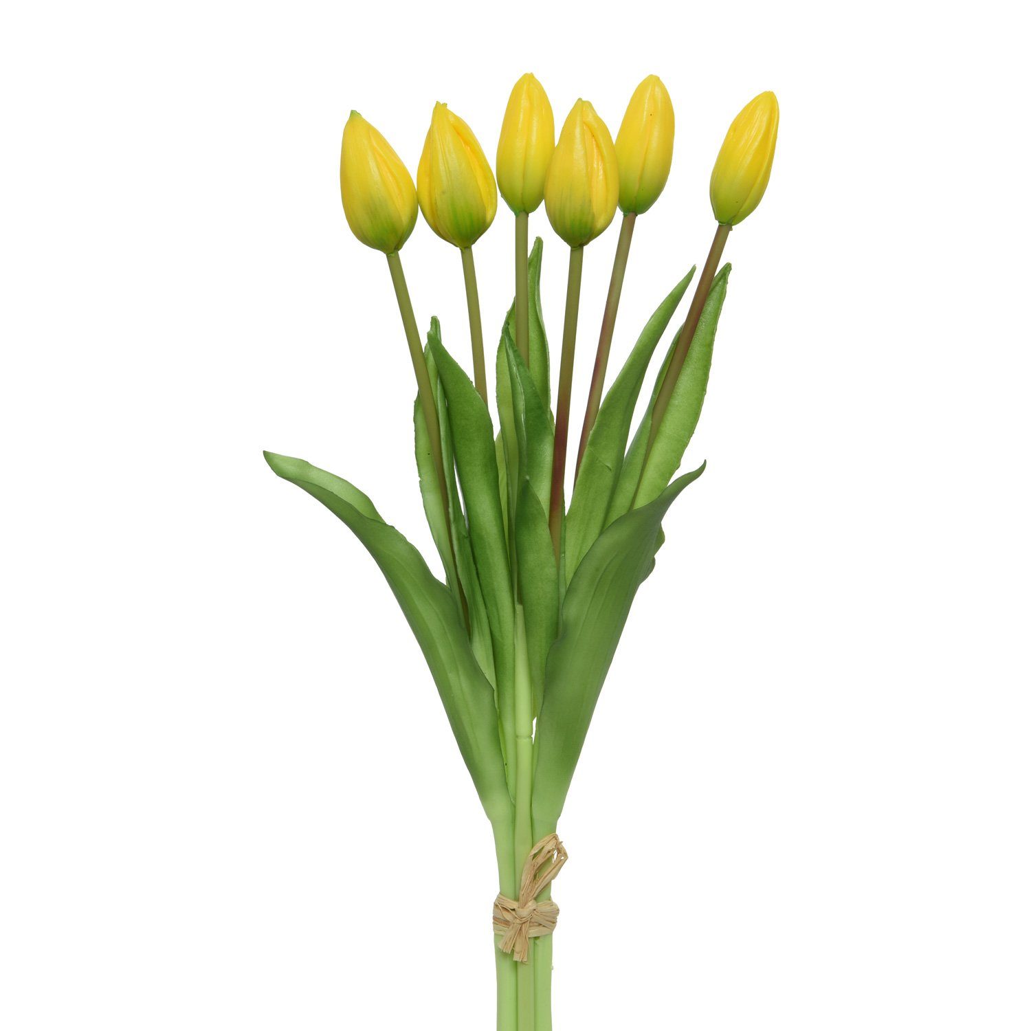 MARELIDA, Tulpen Blüten gelb, 6 Kunsttulpe 40cm Tulpenbund H: Höhe mit 40 cm Dekoblumen Kunstblumen