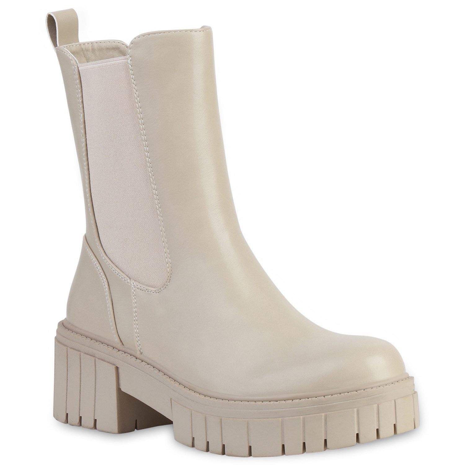 VAN HILL 837673 Plateaustiefelette Damen Plateau Boots Brooklyn Stiefeletten mit Profilsohle