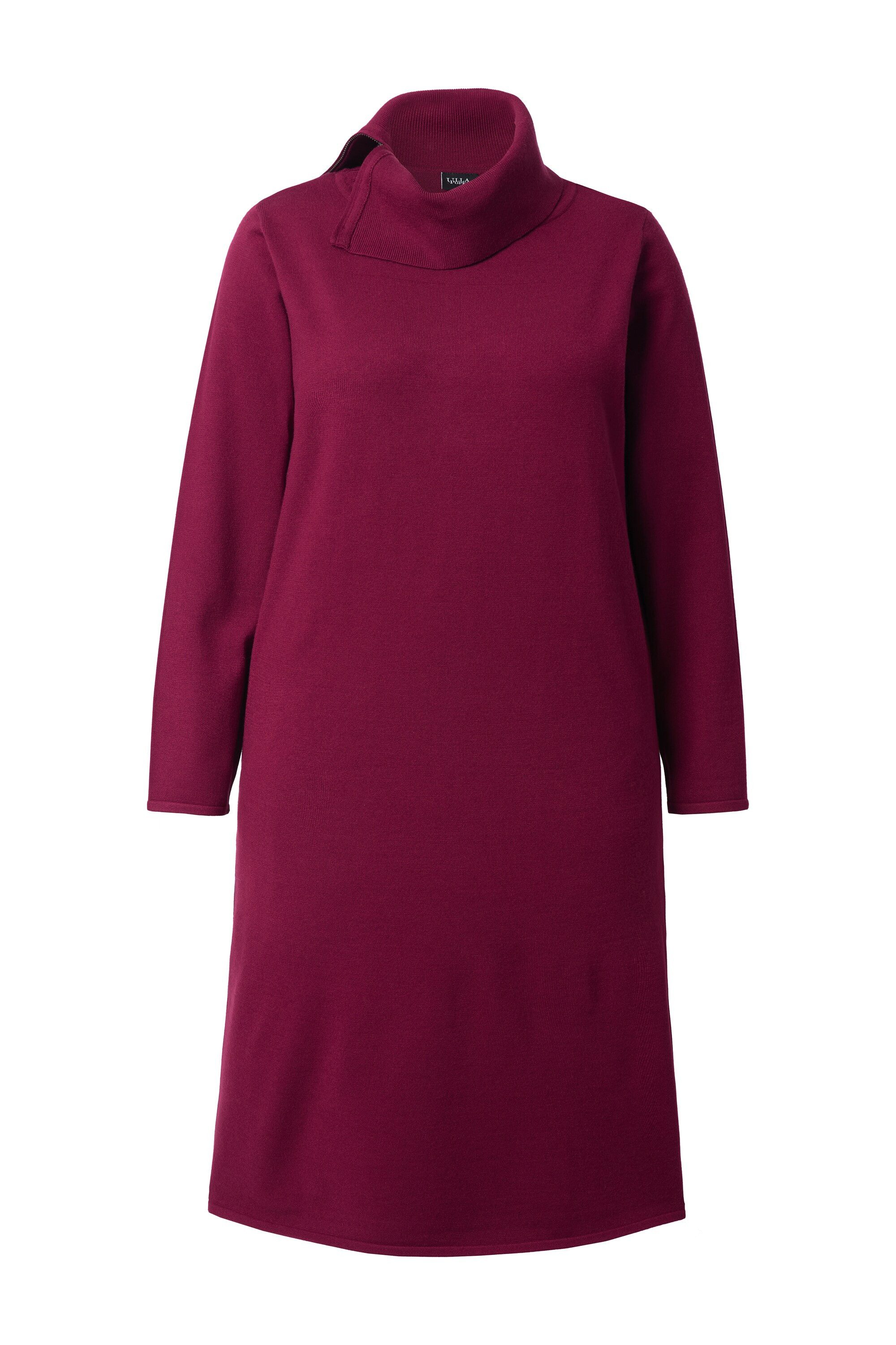 Ulla Popken Minikleid Strick-Midikleid Reißverschluss Rollkragen Langarm günstig online kaufen